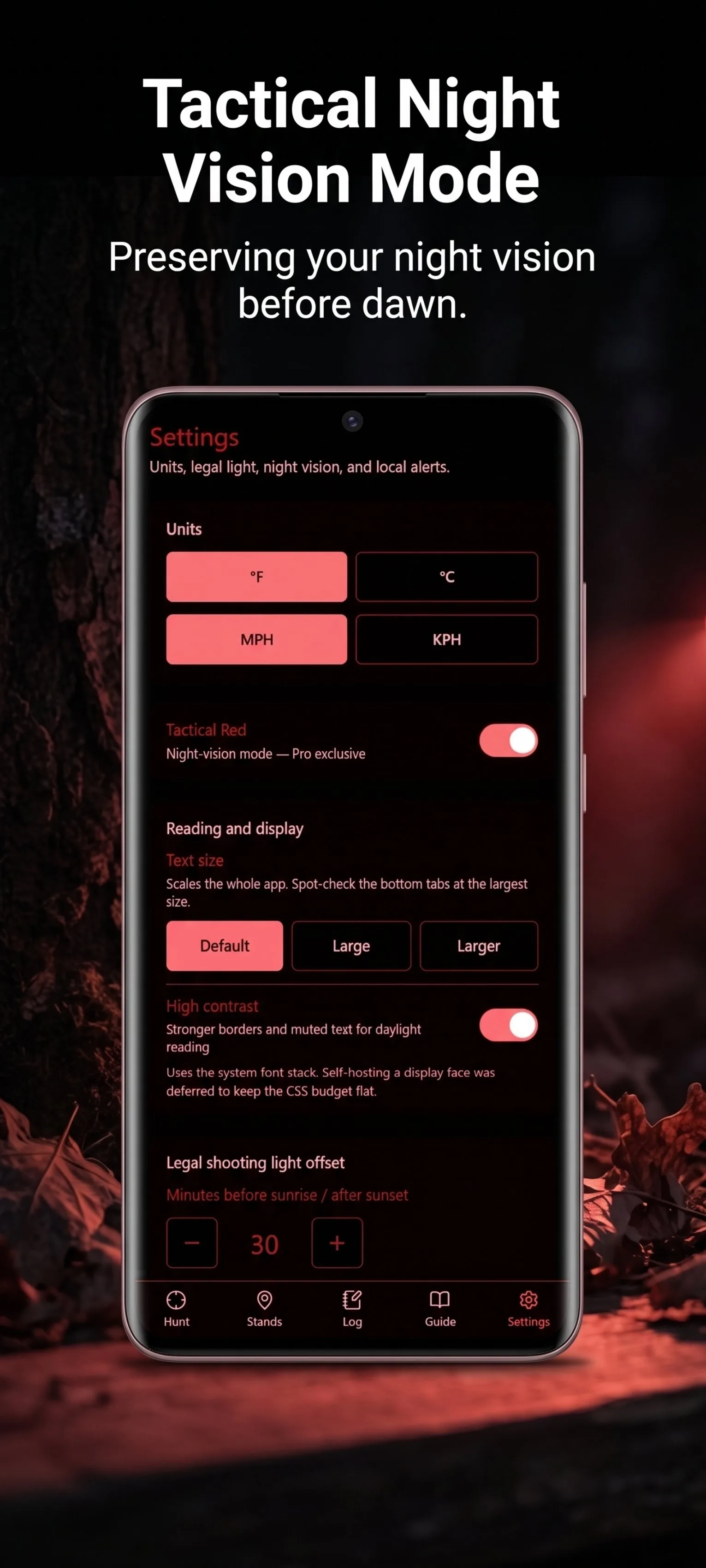 HuntCast Pro Tactical Red night-vision settings